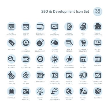 SEO ve geliştirme Icon set