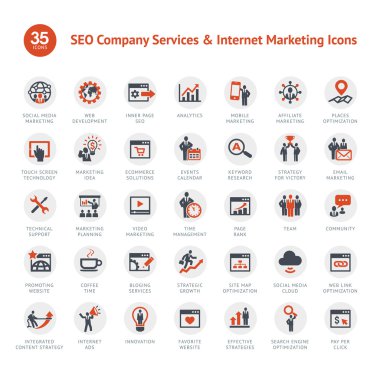 seo ve pazarlama simgeler kümesi