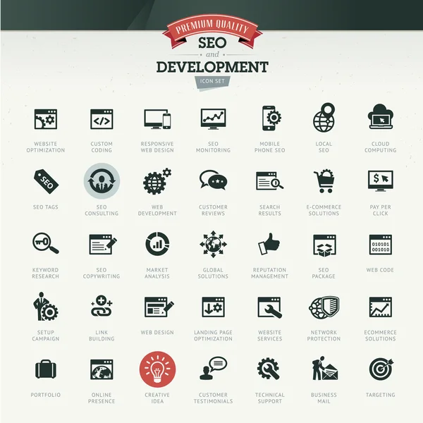 SEO ET DÉVELOPPEMENT ICON SET — Image vectorielle