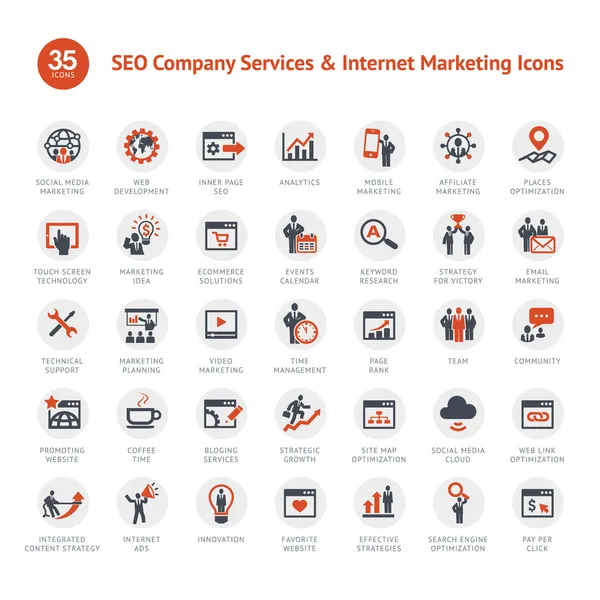 Set ikon SEO dan Pemasaran Grafik Vektor