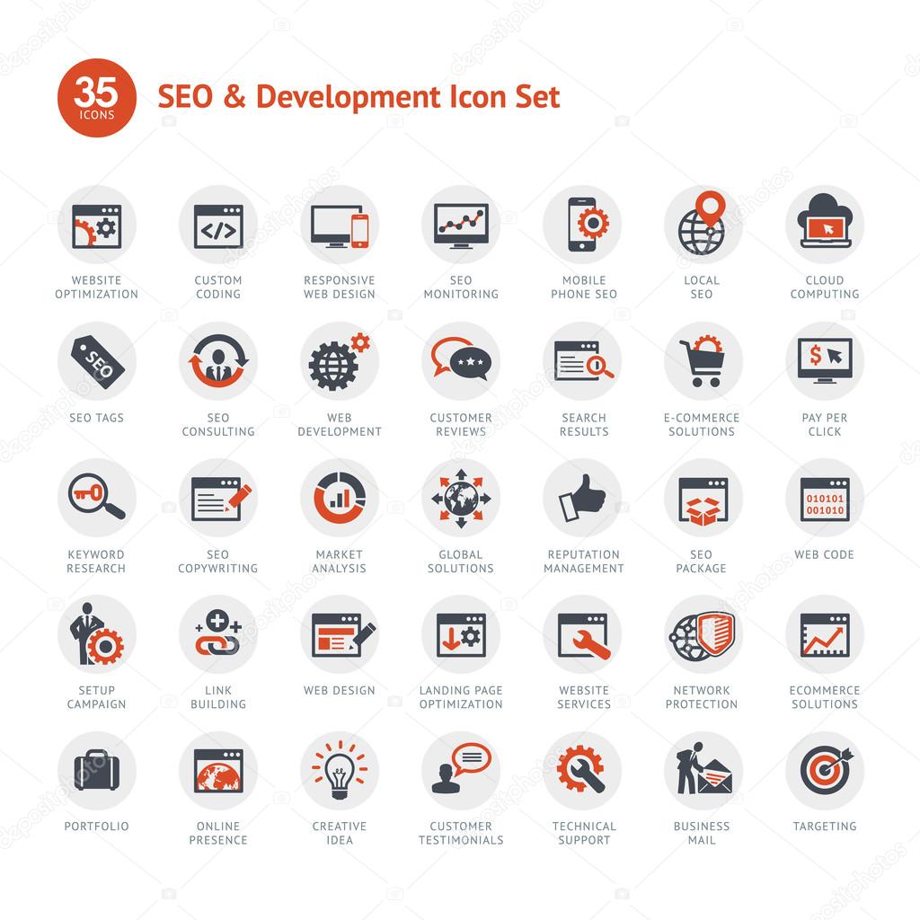 Set of SEO and Development icons