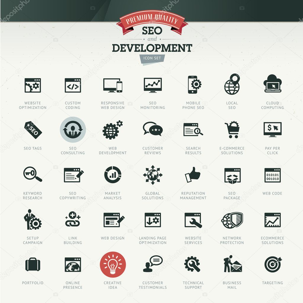 SEO and development icon set