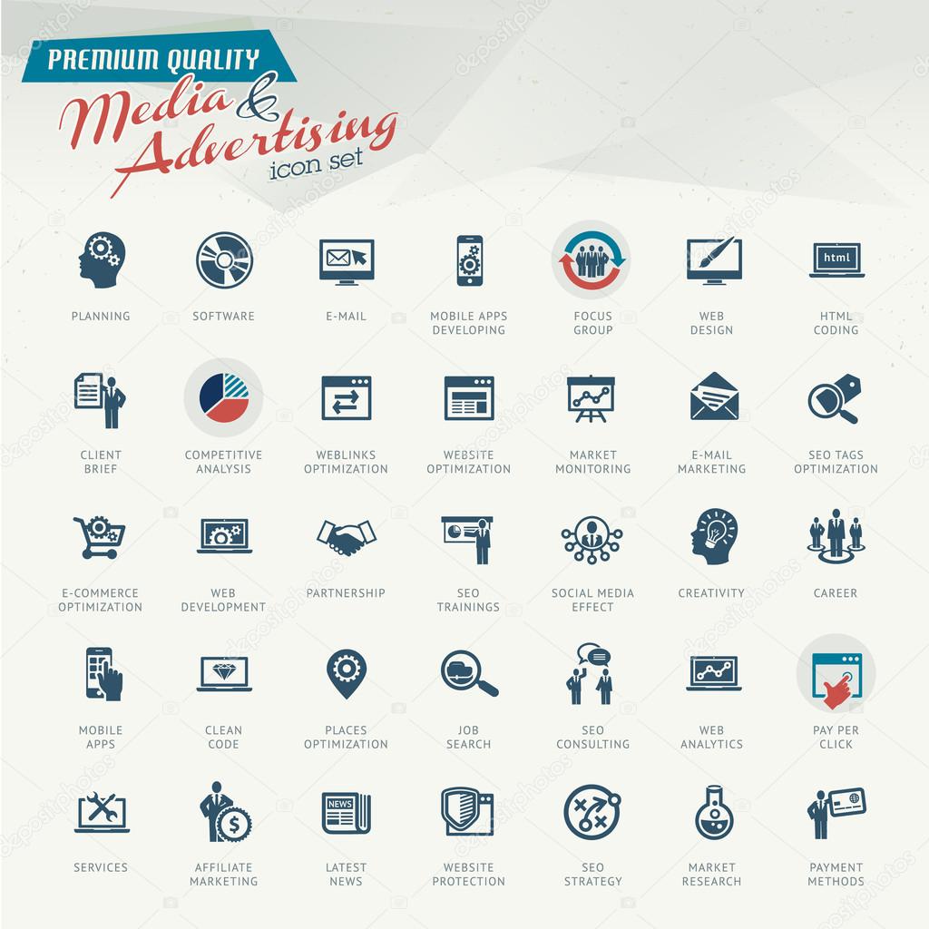 Set of business icons for Media and advertising