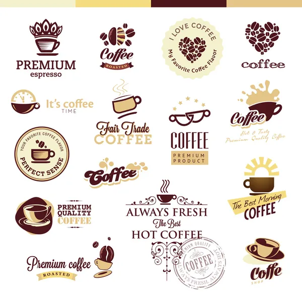 Conjunto de iconos e insignias para café — Vector de stock