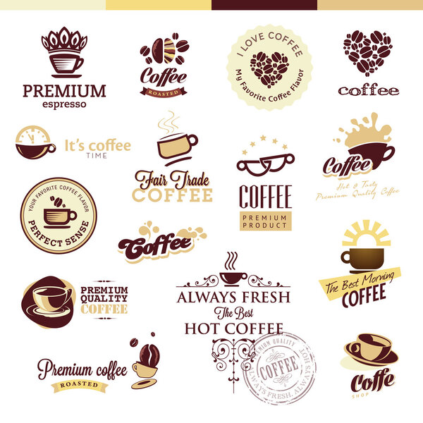 Set of icons and badges for coffee