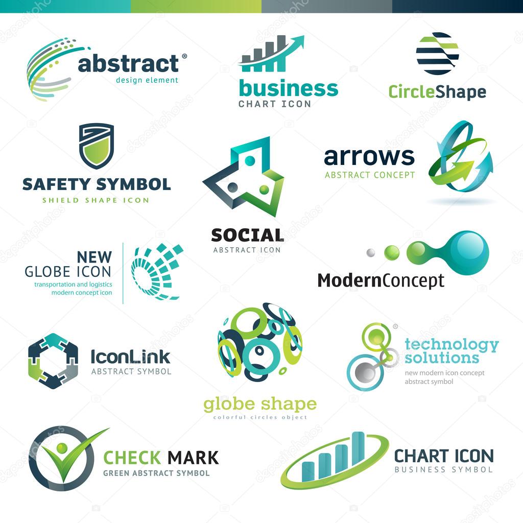 Set of different vector business abstract icons
