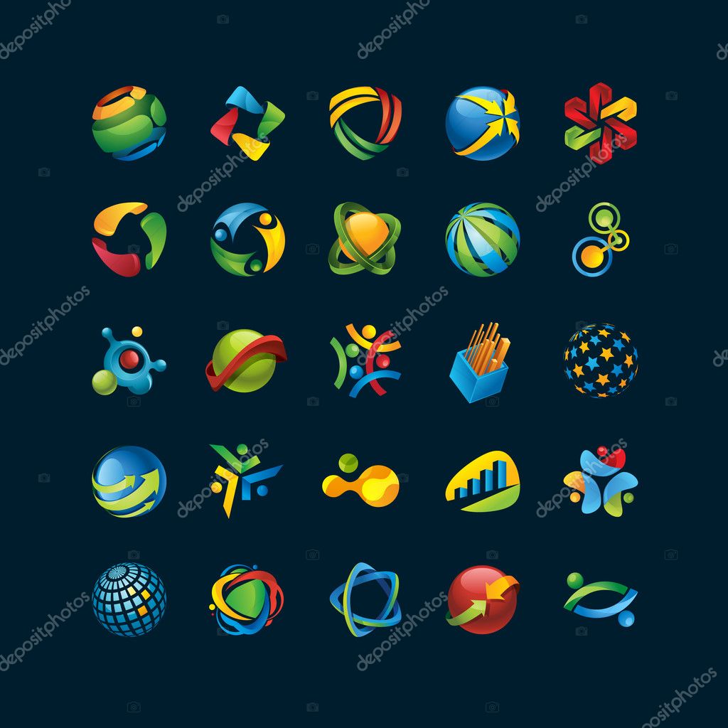 Set of abstract business icons