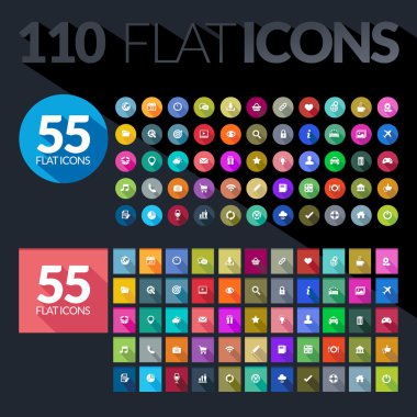 Set of flat icons for mobile app and web