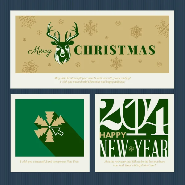 Set of Christmas and New Year greeting card templates — Stock Vector