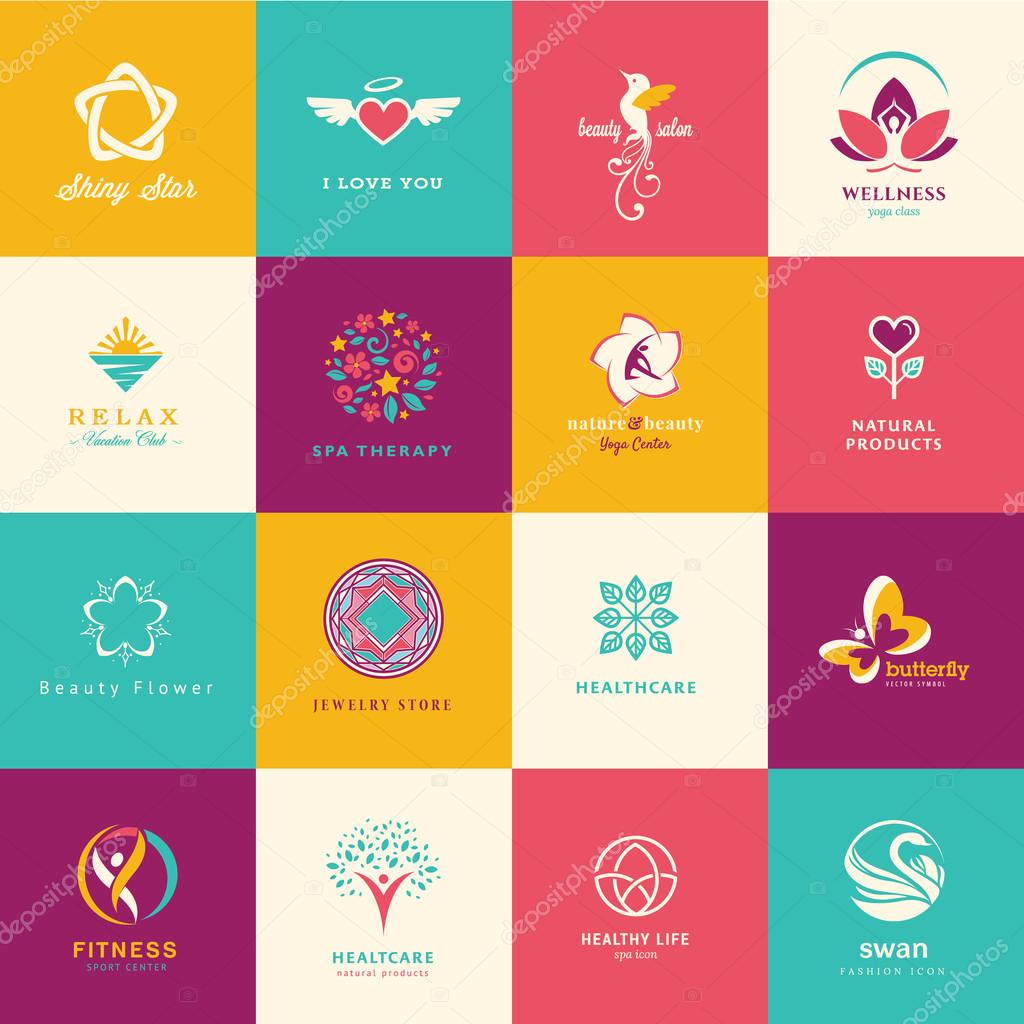 Set of vector icons for beauty