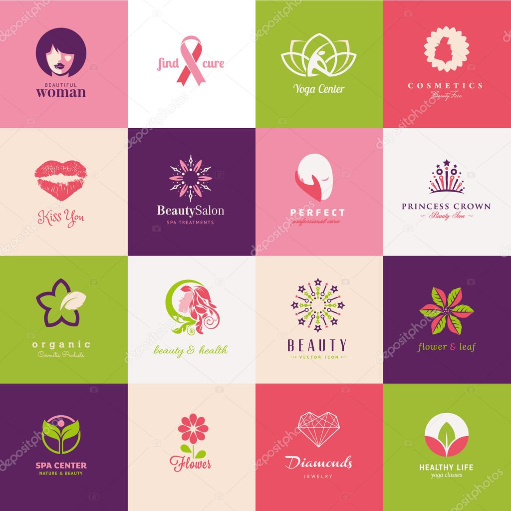 Set of vector beauty icons