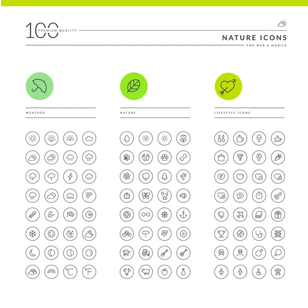 Ensemble d'icônes de la nature pour web et mobile — Image vectorielle