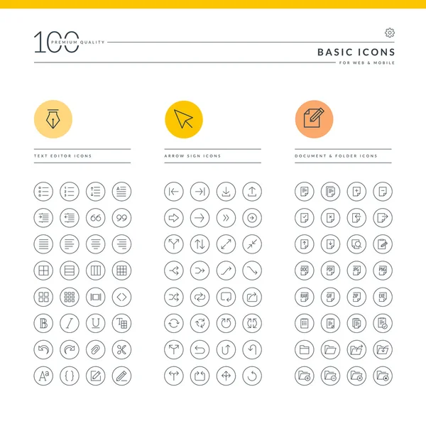 Set of basic icons for web and mobile Royalty Free Stock Illustrations