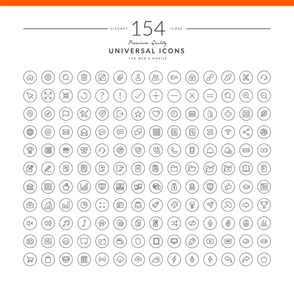웹 과 모바일을 위한 보편적 인 아이콘들의 집합 — 스톡 벡터
