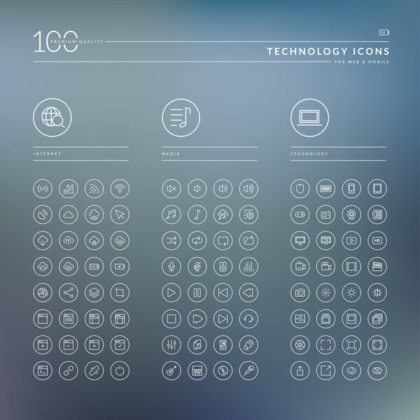 Набор иконок для интернета, СМИ и технологий
