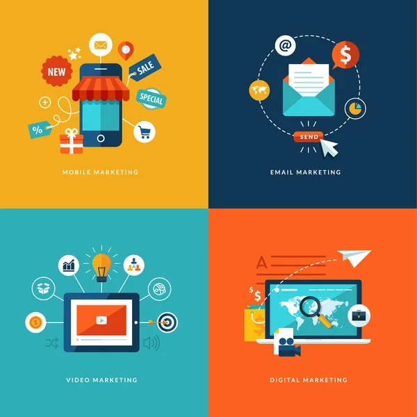 Flat design concept icons for internet marketing — Wektor stockowy