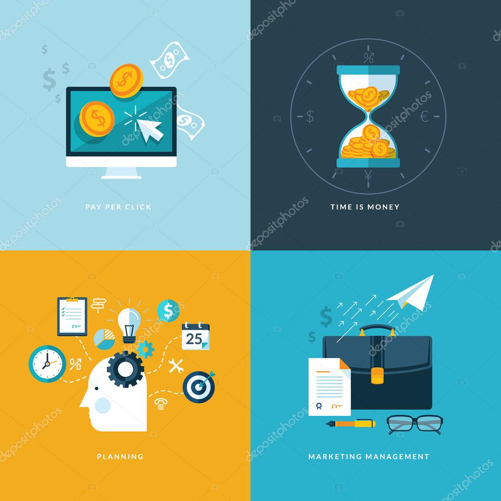 Set of flat design concept icons for finance