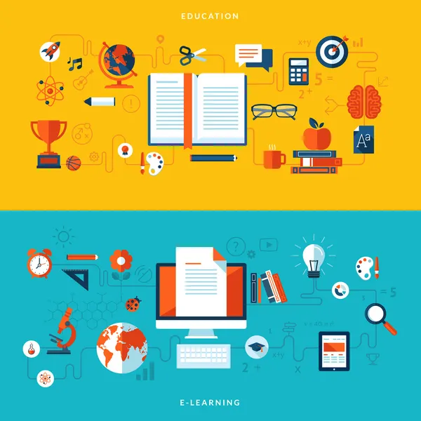 Flat design vector illustration concepts of education and online learning — Stock Vector