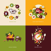 Картина, постер, плакат, фотообои "set of flat design concept icons for organic food and drink", артикул 42318709