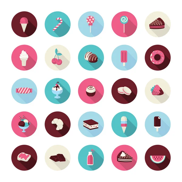 Set of flat design dessert icons — Stock Vector