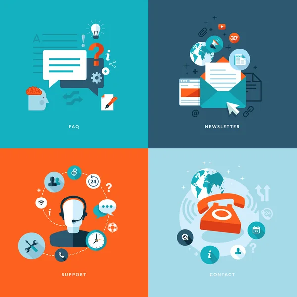 Conjunto de iconos de concepto de diseño plano para servicios y aplicaciones web y de telefonía móvil — Vector de stock