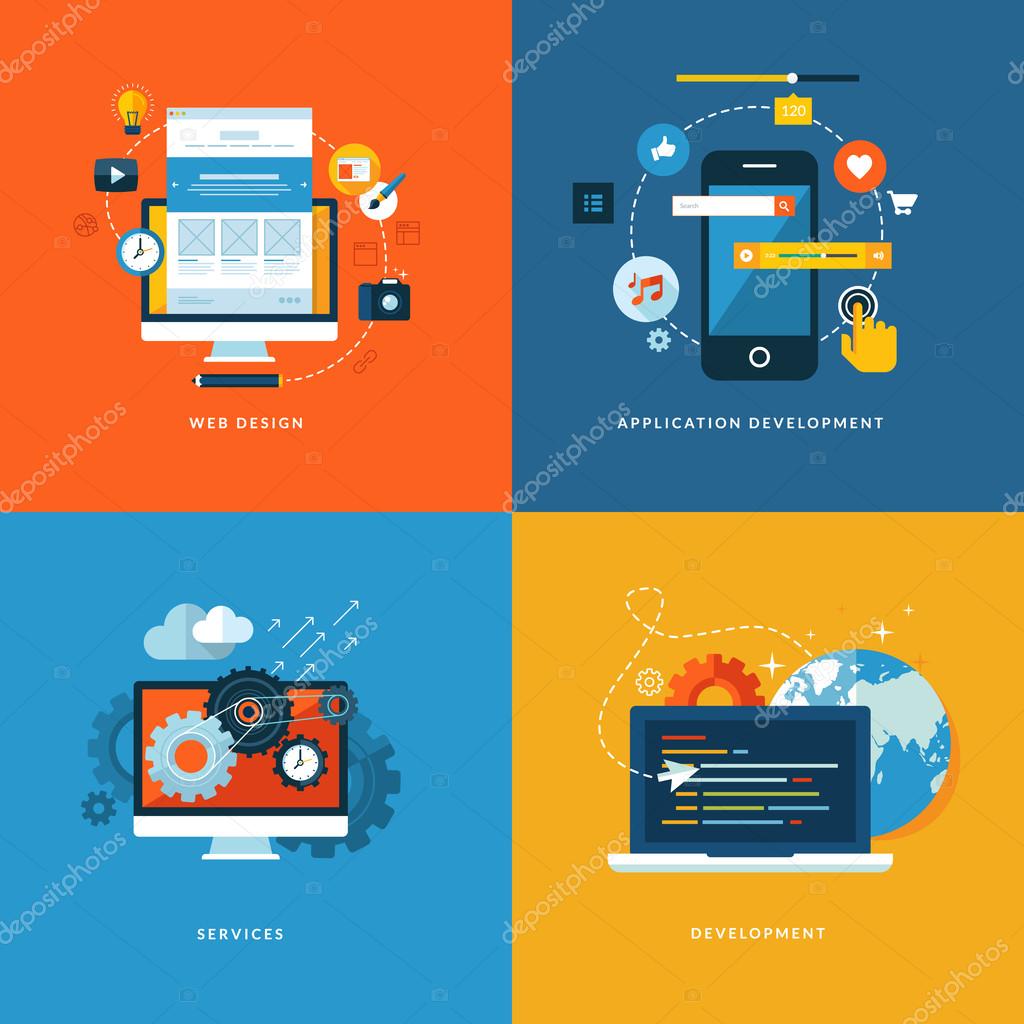 Icons for web design, application development, services and programming.