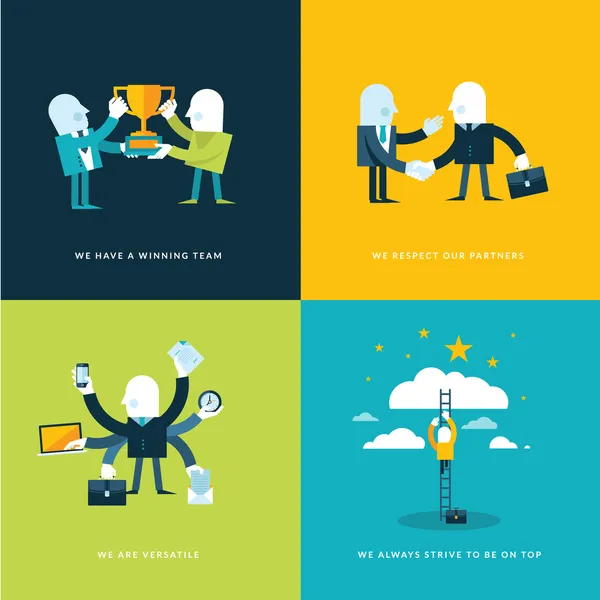 Set di icone del concetto di design piatto per il business — Vettoriale Stock