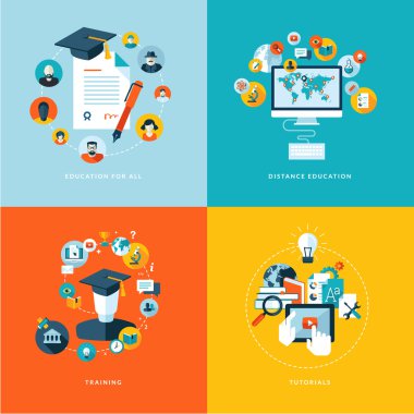 Set of flat design concept icons for education clipart