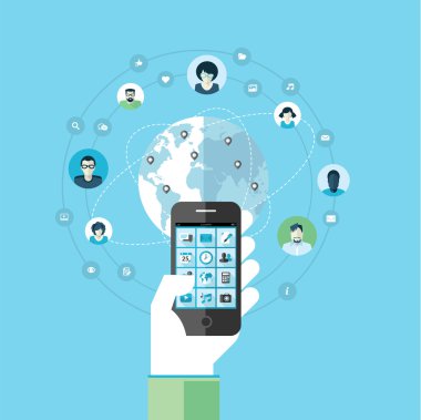 modern akıllı cep telefonu hizmetleri ve uygulamaları için düz tasarım konsepti