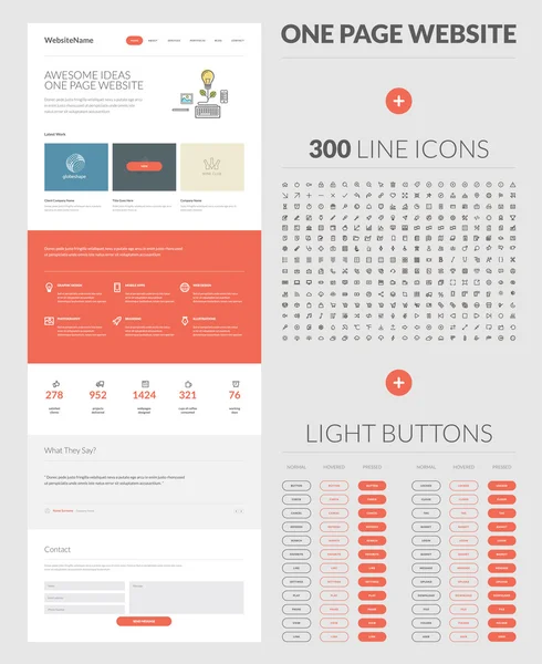 Modèle de conception de site Web d'une page — Image vectorielle