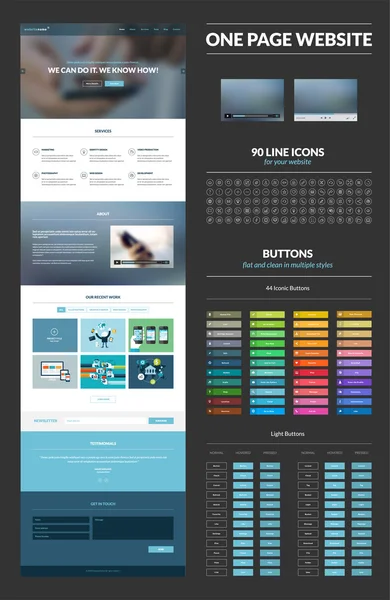 Plantilla de diseño web de una página — Archivo Imágenes Vectoriales