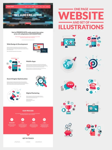 Plantilla de diseño web de una página — Archivo Imágenes Vectoriales