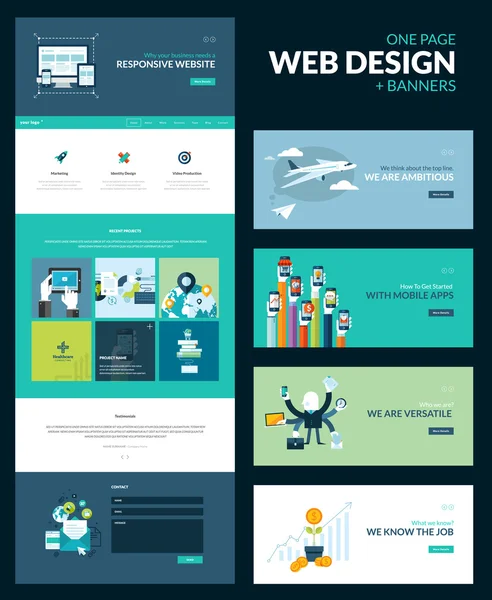 Plantilla de diseño web de una página — Archivo Imágenes Vectoriales