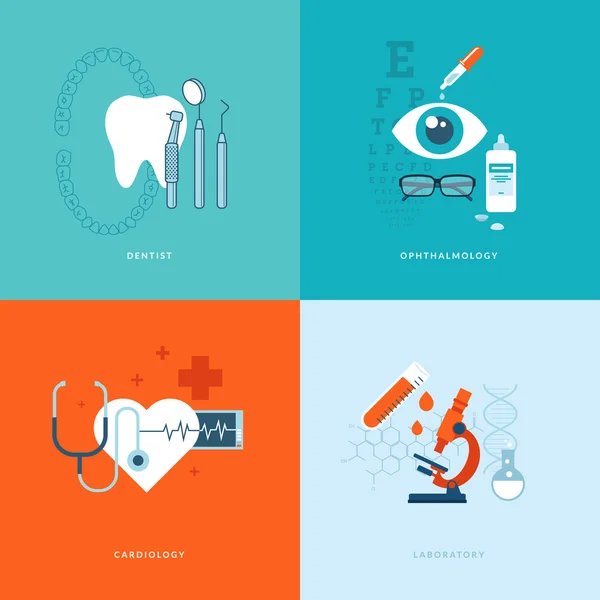 Diseño plano iconos concepto médico — Archivo Imágenes Vectoriales