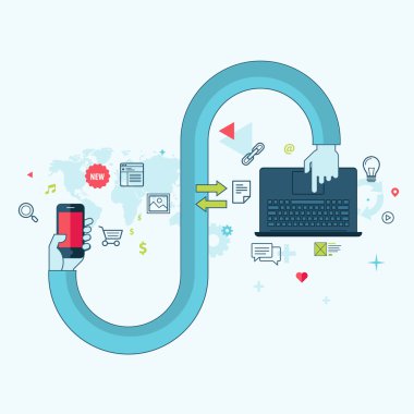 düz çizgi tasarım konsepti için cloud computing