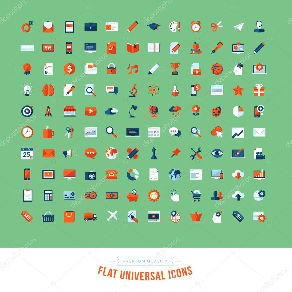 Set of flat design universal icons