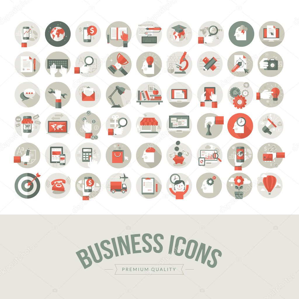 Set of flat design business icons