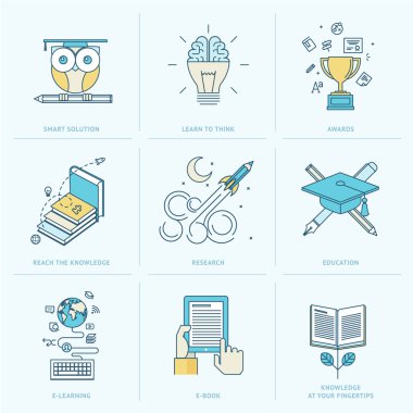 düz çizgi Icons Eğitim Seti