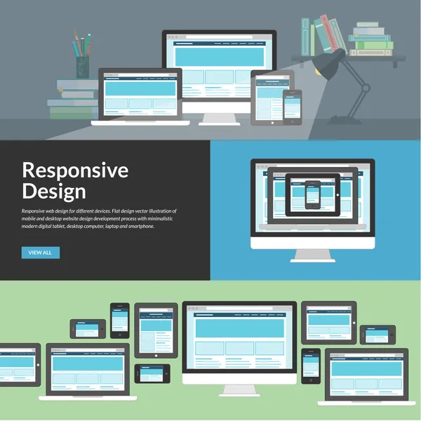 Design web responsivo para diferentes dispositivos — Vetor de Stock