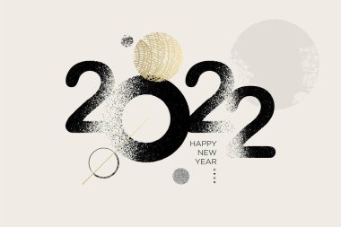 Mutlu yıllar 2022. Tebrik kartı, parti davetiyesi, web sitesi afişi, sosyal medya afişi, arkaplan, kapak tasarım şablonu, pazarlama malzemesi.