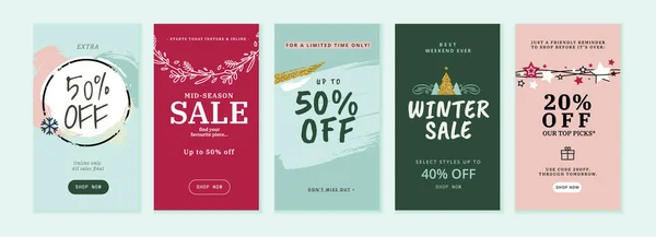 Winter Sale Vector Illustrations Web Social Media Sale Banners Shopping — Stock vektor