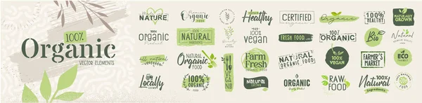 Premium Quality Organic Elements Food Market Ecommerce Organic Products Promotion — Stock Vector