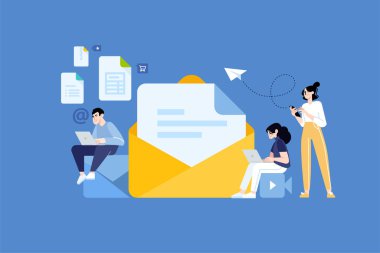 Halk konsepti. E- posta pazarlama, bülten, grafik ve web tasarımı için çevrimiçi reklamcılık, iş sunumu ve pazarlama materyali illüstrasyonu.