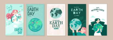 Dünya günü çizimi. Grafik ve web tasarımı için vektör kavramları, iş sunumu, pazarlama ve baskı materyali. Uluslararası Toprak Ana Günü. Ekoloji, çevre sorunları ve çevre koruma.