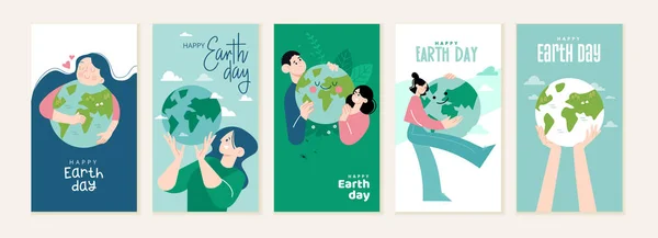 地球日图片集 图形和网页设计 商业展示 营销和印刷材料的矢量概念 国际地球母亲日 环境问题和环境保护 — 图库矢量图片