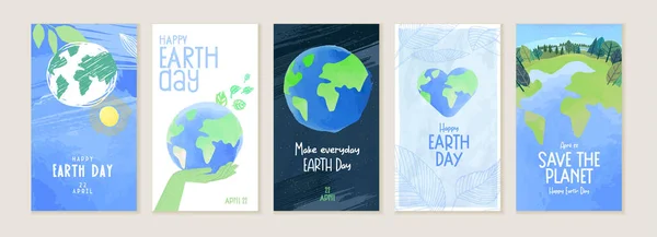 地球の日のイラストセット グラフィックおよびウェブデザイン ビジネスプレゼンテーション マーケティングおよび印刷材料のためのベクトル概念 国際母なる地球の日 生態系 環境問題 環境保護 — ストックベクタ