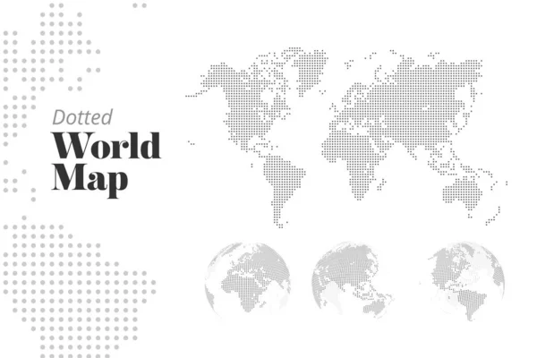 Wektor Przerysował Mapę Świata Globusy Ukazujące Wszystkie Kontynenty Szablon Ilustracji — Wektor stockowy