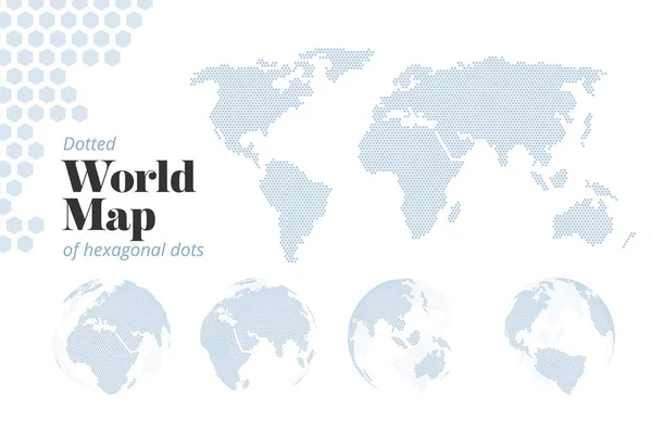 Плямиста Карта Світу Шестикутних Точок Векторні Ілюстрації Світової Карти Земних — стоковий вектор