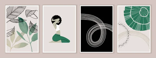 Trendy Samtidskunstplakater Abstrakt Håndtegnet Kunstvektor Moderne Minimalistiske Begreper Kunsttrykk Interiørdesign – stockvektor