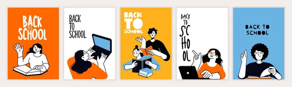Set Back School Posters Vector Illustration Concepts Graphic Web Design — Vettoriale Stock